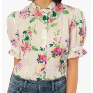 Size Small Kut From The Cloth Floral, Button Down, Ruffle Collar